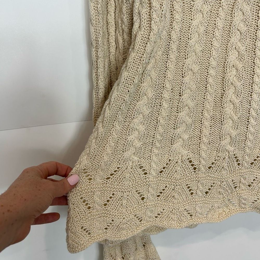 Ralph Lauren Womens Cable Knit Shawl V Neck Sweater XL Cream Ivory Cotton - Picture 11 of 12